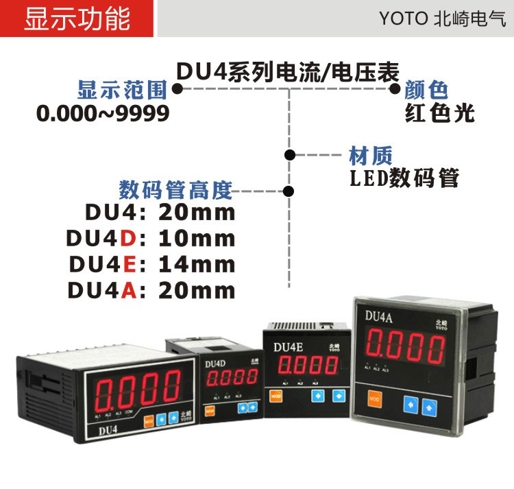 DU4系列數(shù)顯電流表顯示