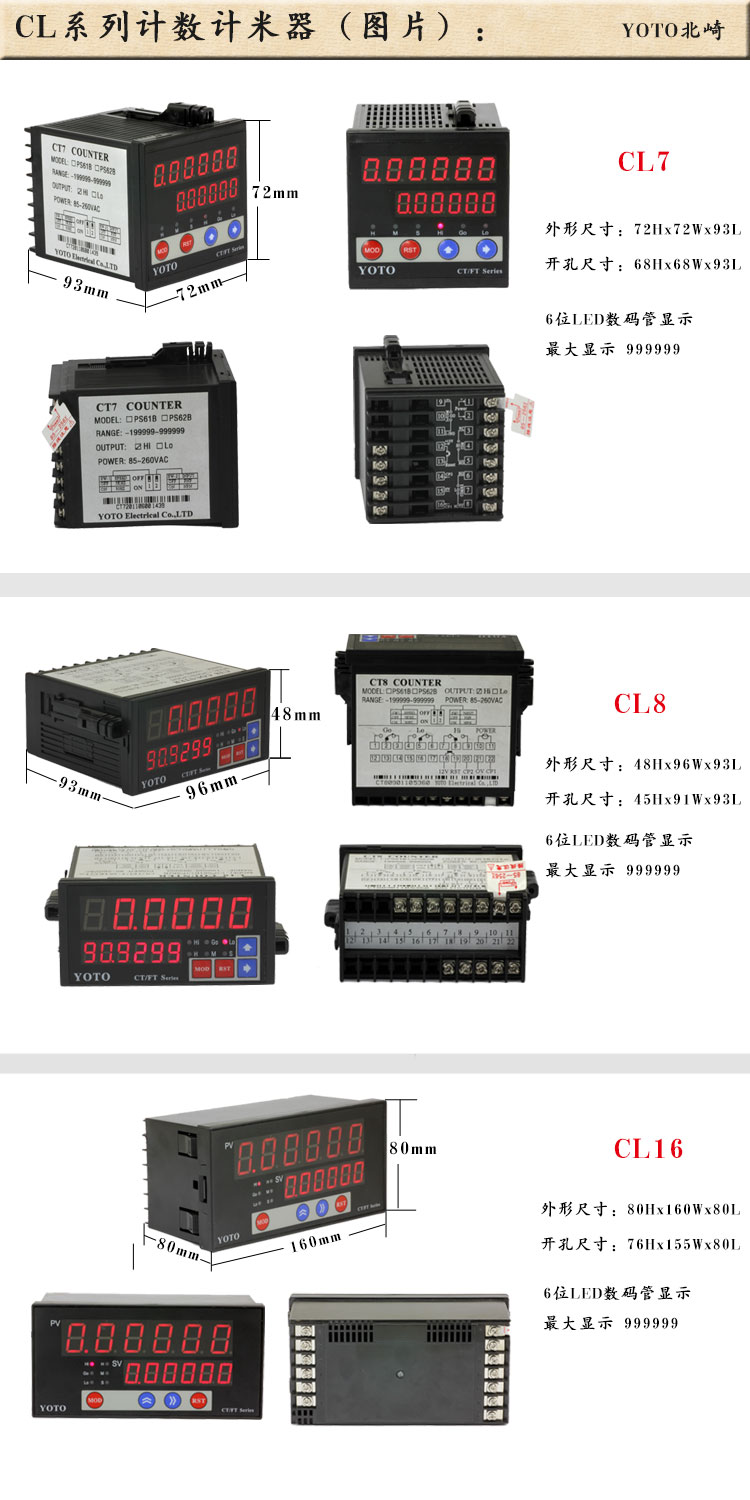 1、CL7 CL8 CL16計(jì)數(shù)器計(jì)米器